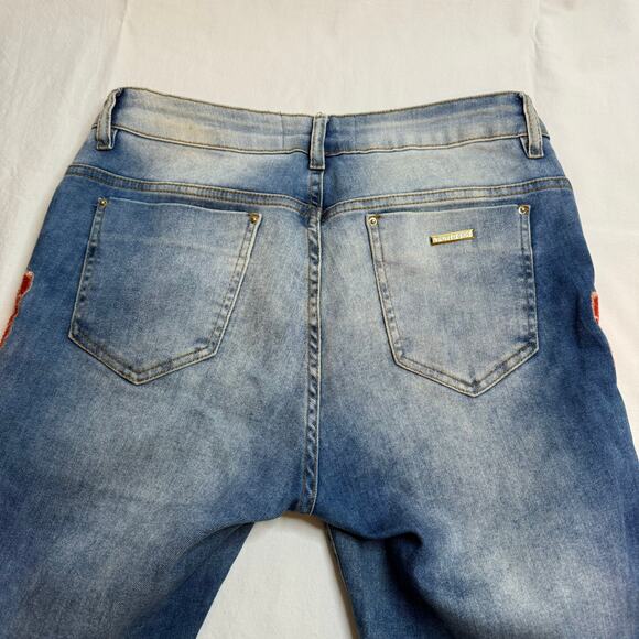 Yonder’s Embroidered Jeans Distressed Size 29 Skinny Floral Whimsygoth **READ**‎ - Picture 7 of 16